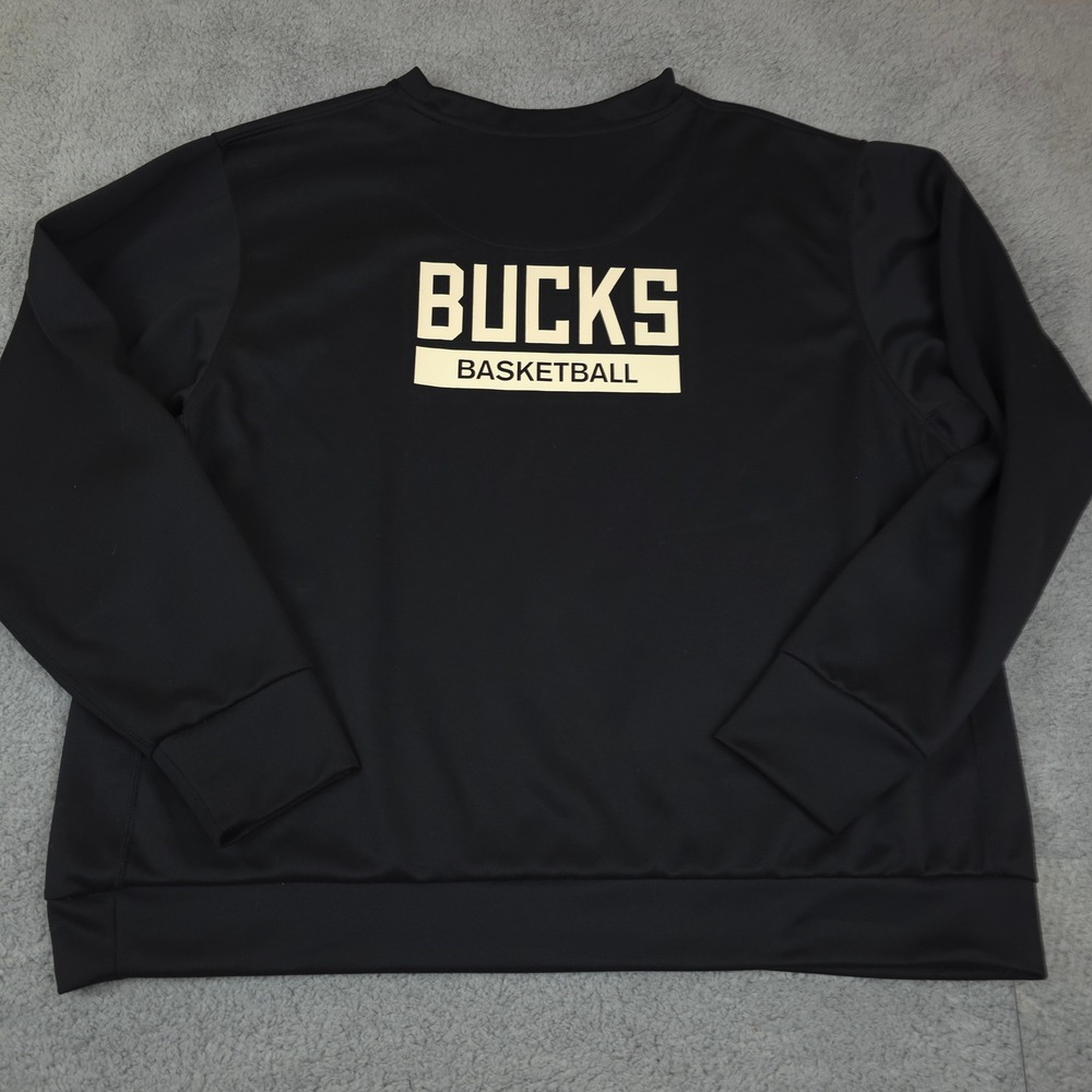 Nike NBA Milwaukee Bucks Dri-FIT Team Issued Player Sweatshirt Tall‎ Black XXL - Picture 5 of 8